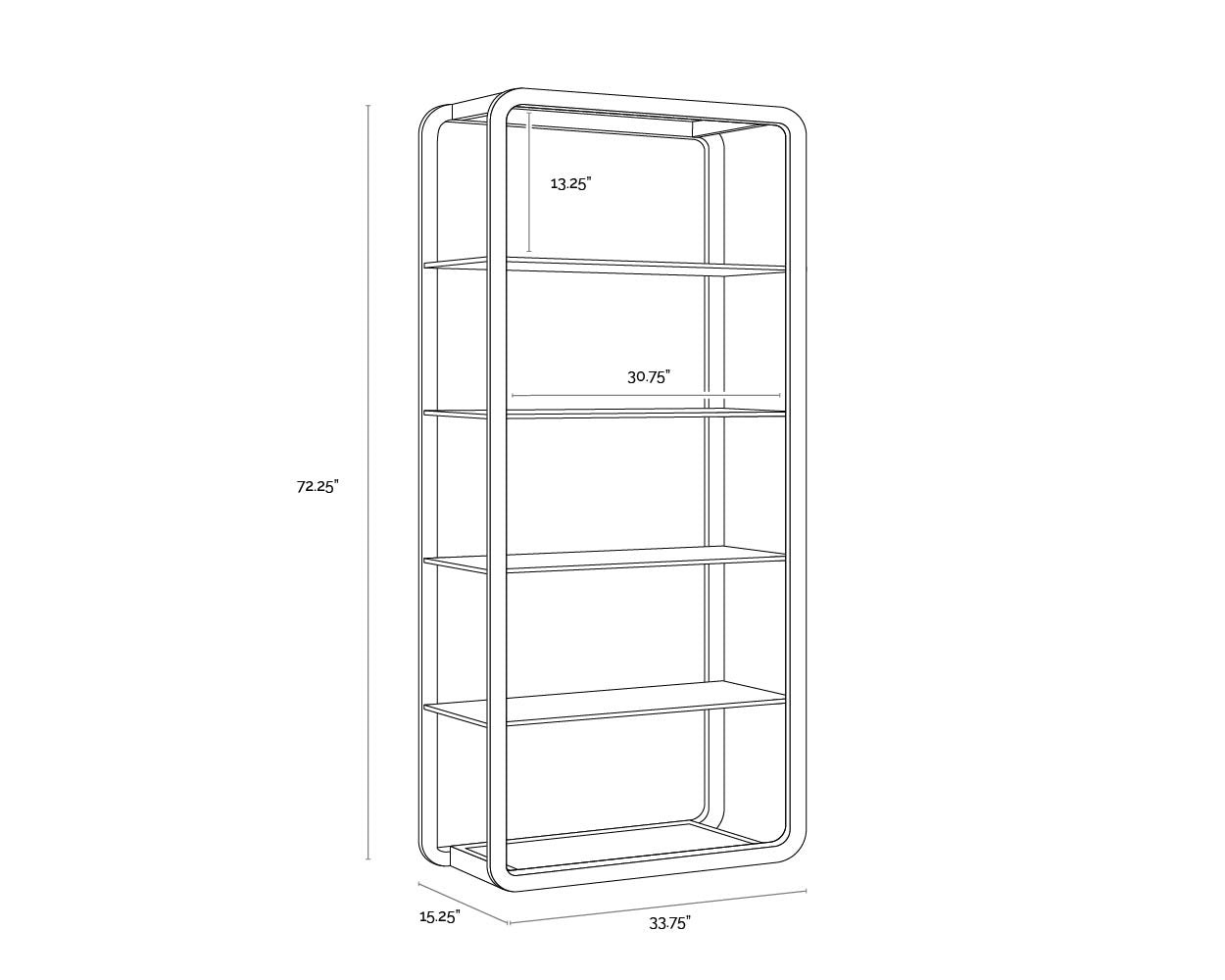 Ambretta Bookcase - Large - Gold/Clear