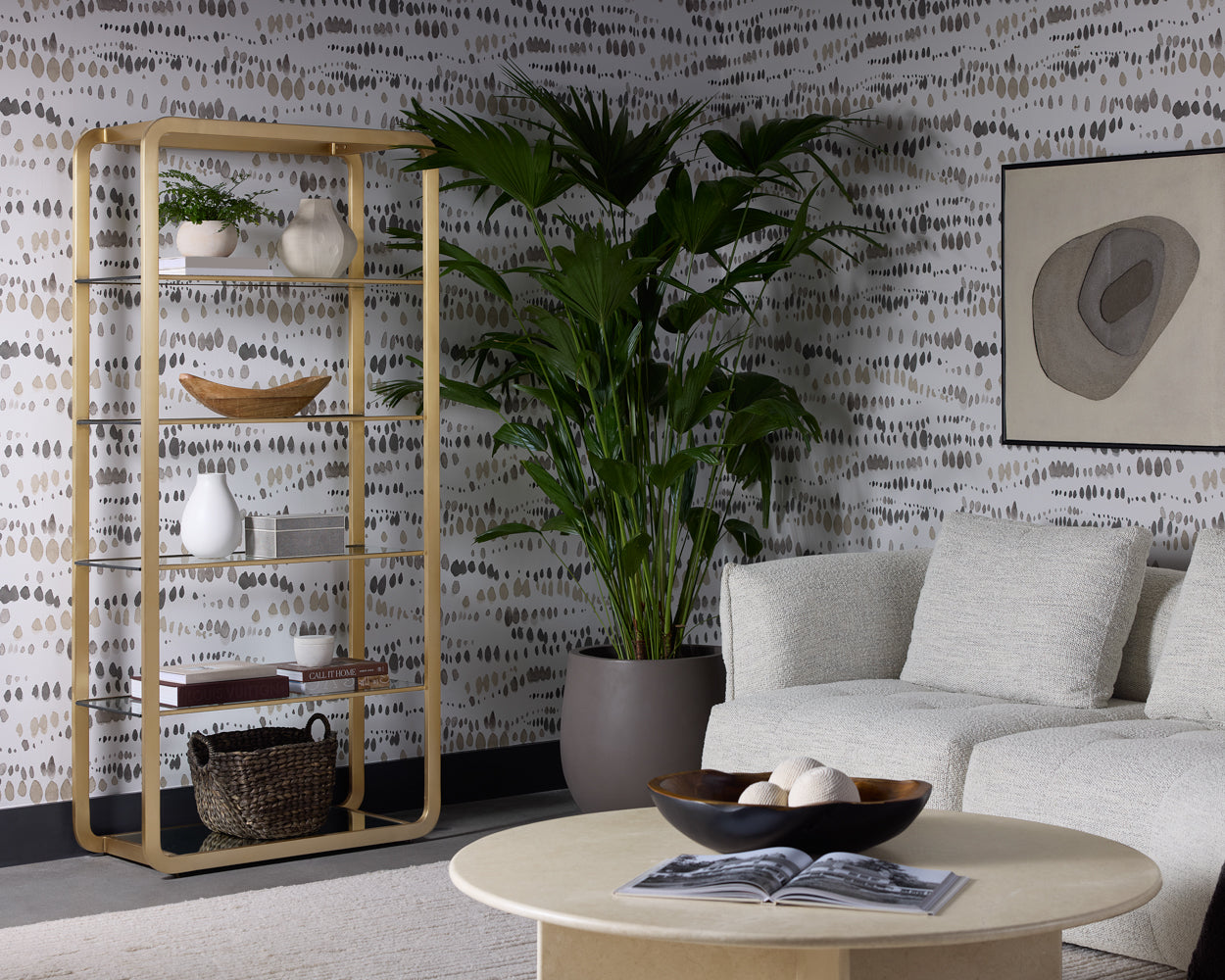 Ambretta Bookcase - Large - Gold/Clear