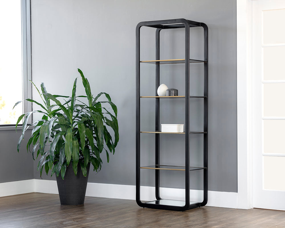 Ambretta Bookcase - Small - Black/Smoke Grey