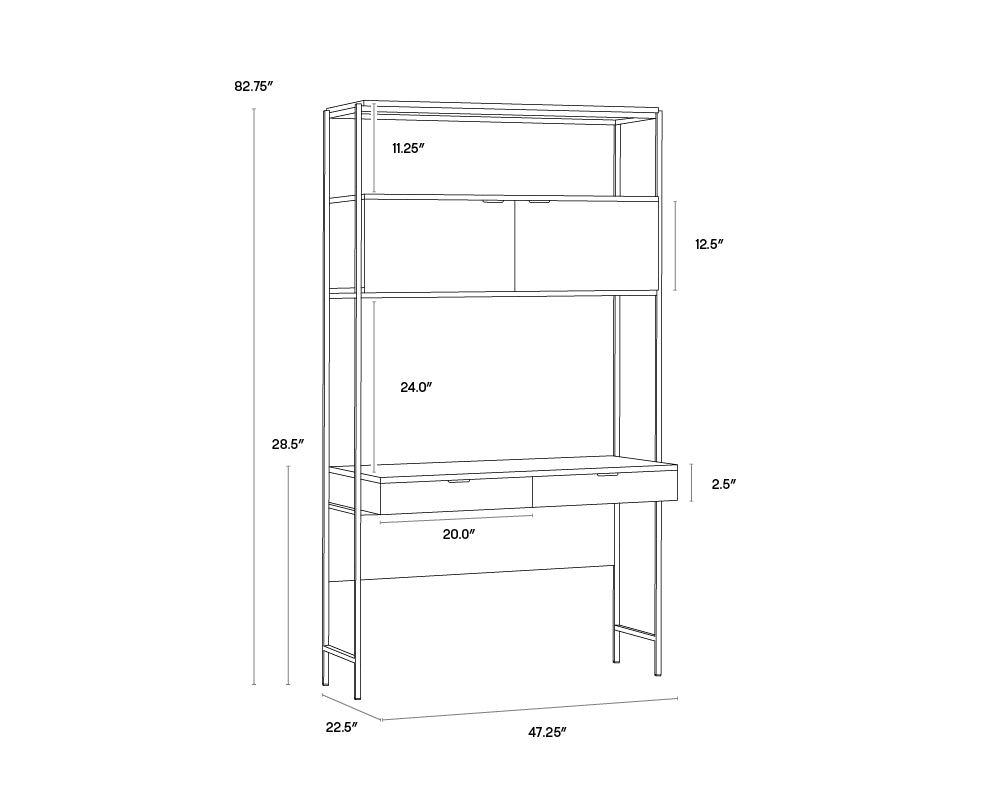 Ambrose Modular Wall Desk - Champagne Gold - Cream