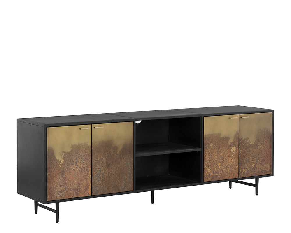 Auburn Media Console And Cabinet - Antique Brass