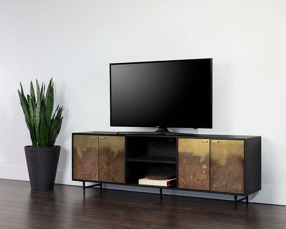 Auburn Media Console And Cabinet - Antique Brass