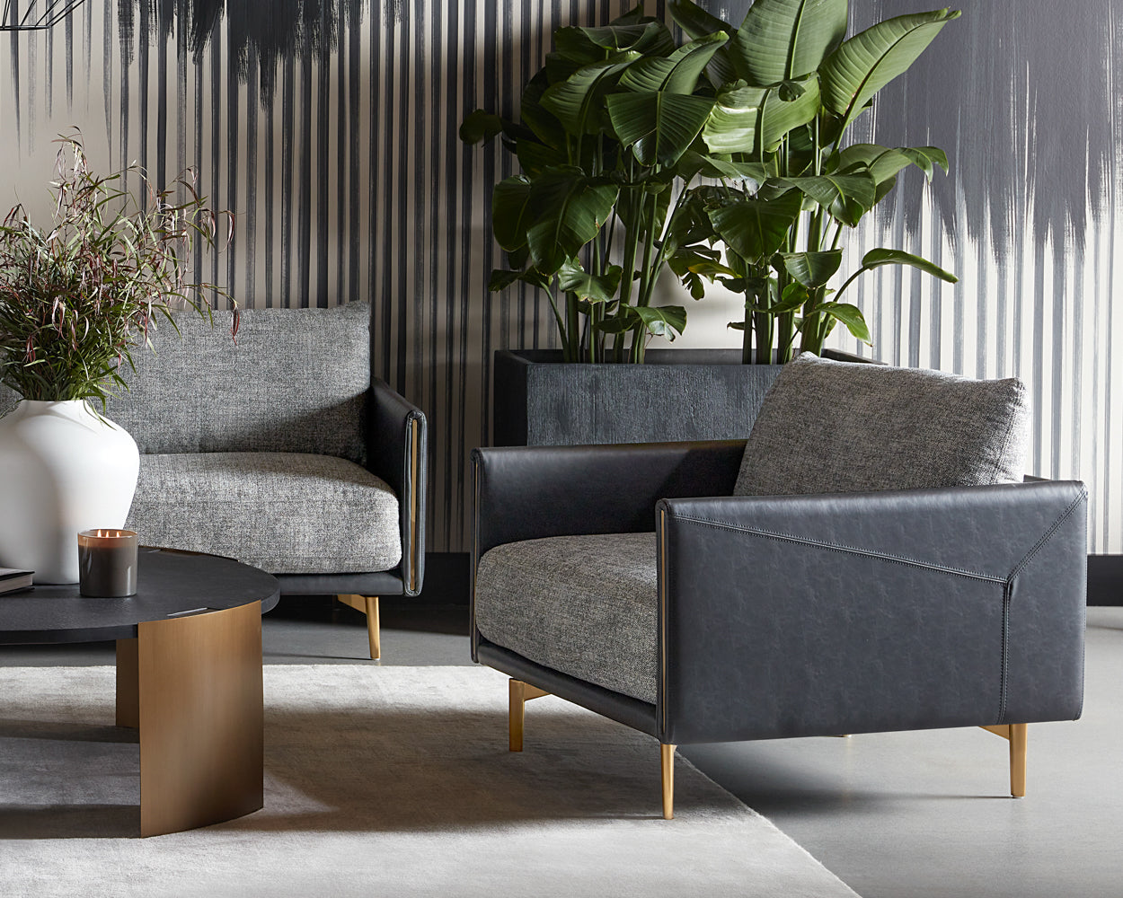 Ashi Armchair - Nash Zebra / Coal Black