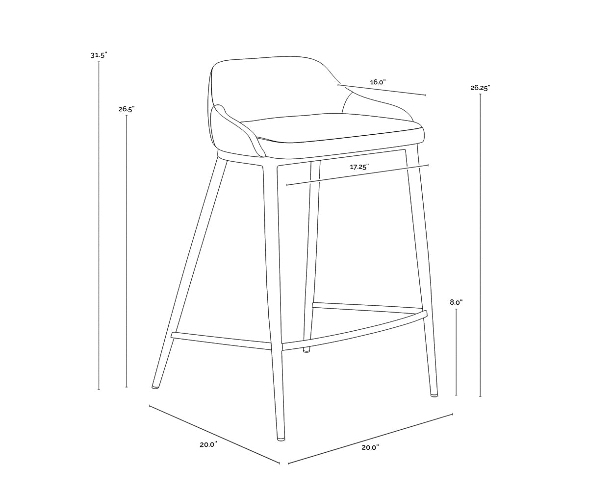 Astra Counter Stool - Cinnamon Brown