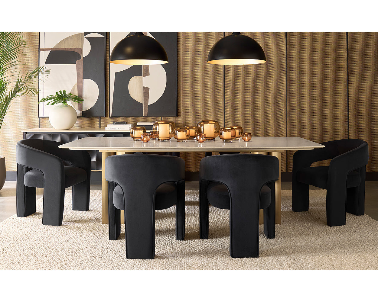 Astara Dining Table - 94.5" - Antique Brass