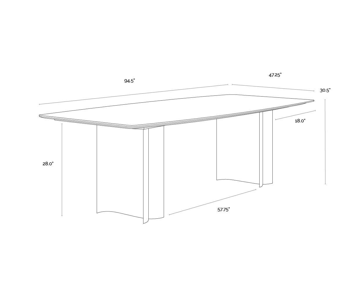 Astara Dining Table - 94.5" - Antique Brass