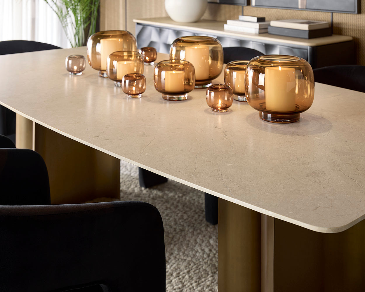 Astara Dining Table - 94.5" - Antique Brass