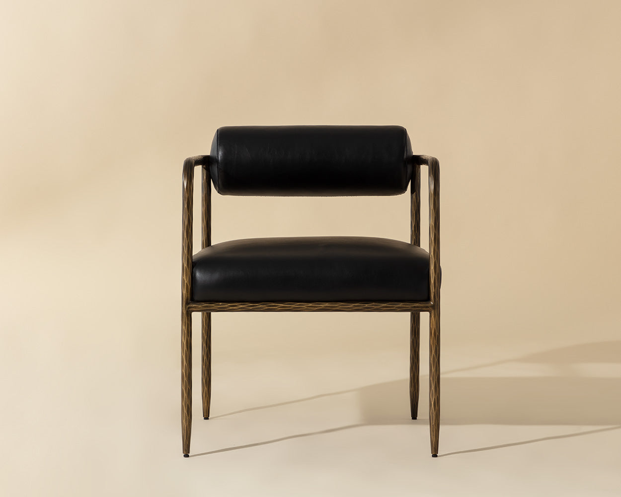 Ajani Dining Armchair - Charcoal Black Leather