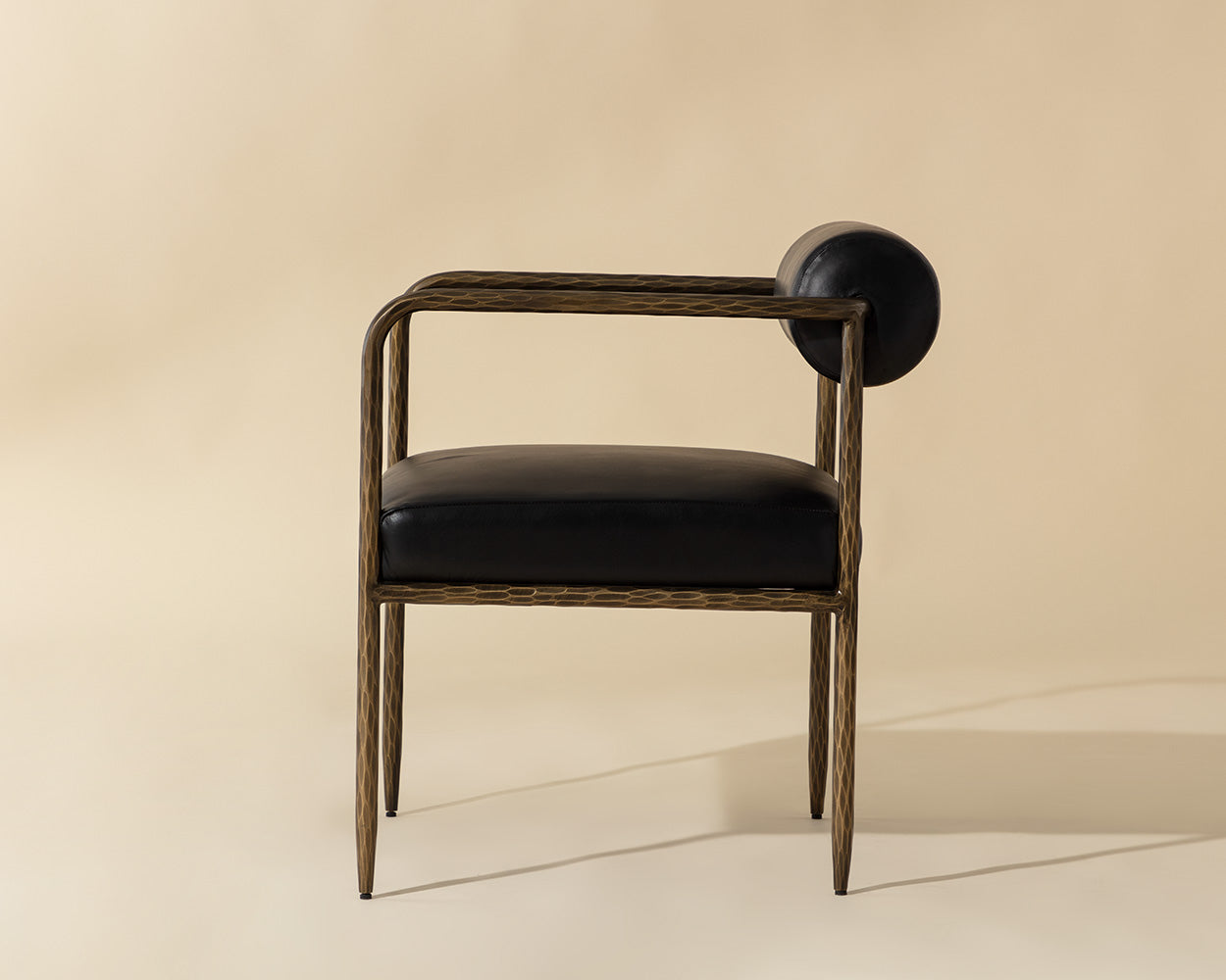 Ajani Dining Armchair - Charcoal Black Leather