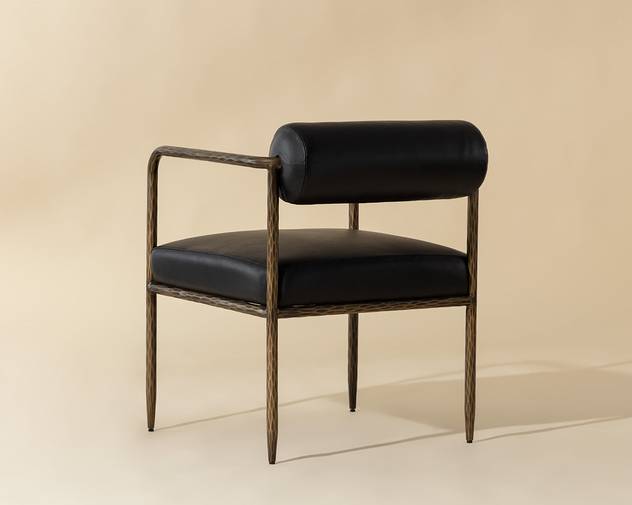 Ajani Dining Armchair - Charcoal Black Leather