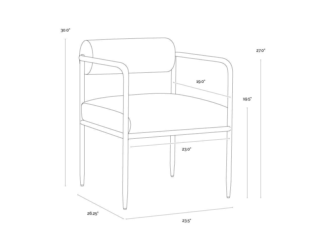 Ajani Dining Armchair - Charcoal Black Leather
