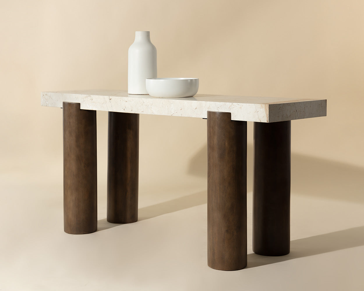 Ardi Console Table - Crema Breccia Marble