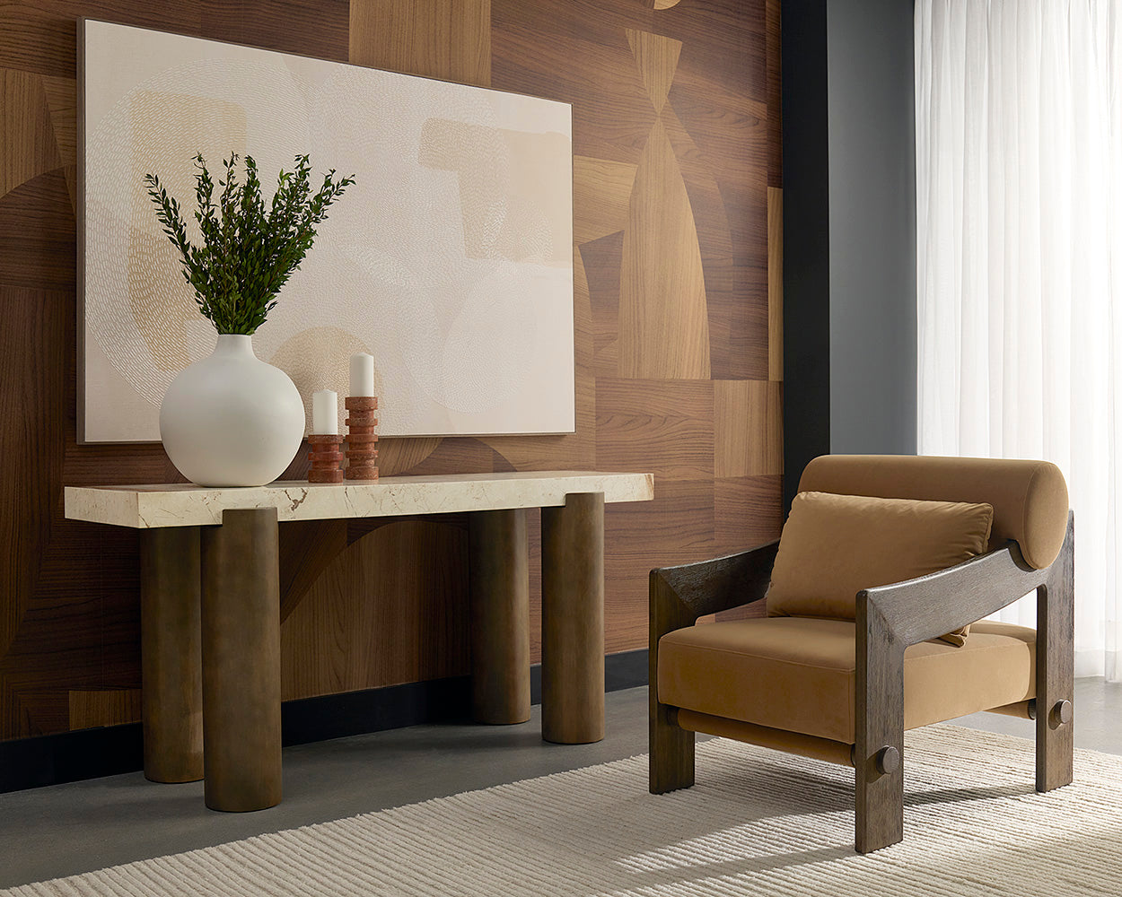 Ardi Console Table - Crema Breccia Marble