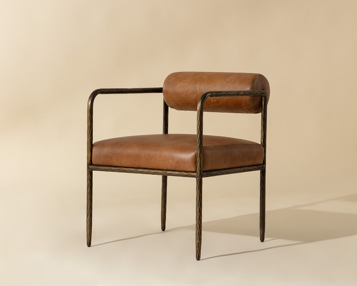 Ajani Dining Armchair - Tan Leather