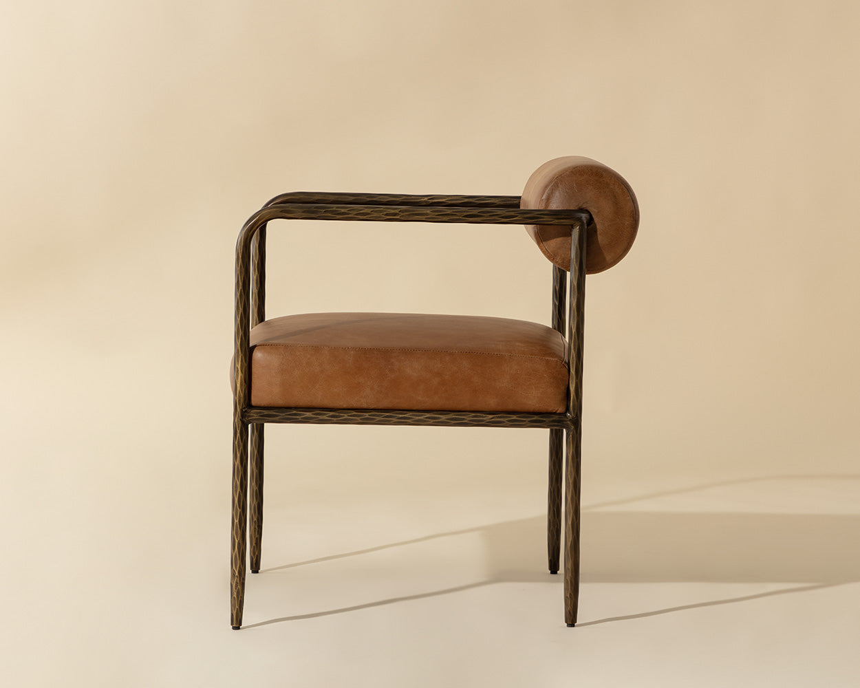 Ajani Dining Armchair - Tan Leather