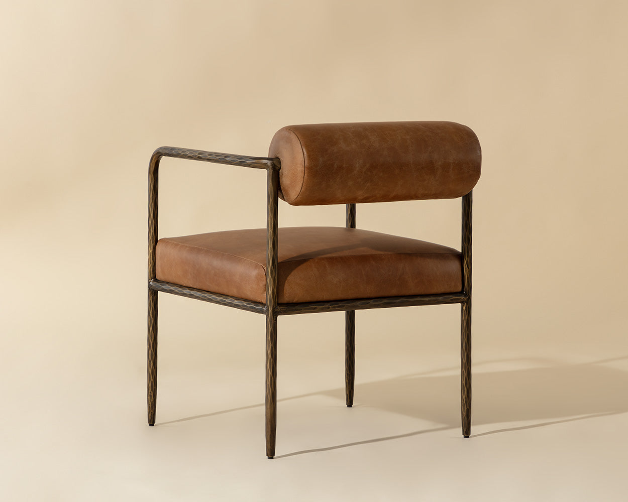 Ajani Dining Armchair - Tan Leather