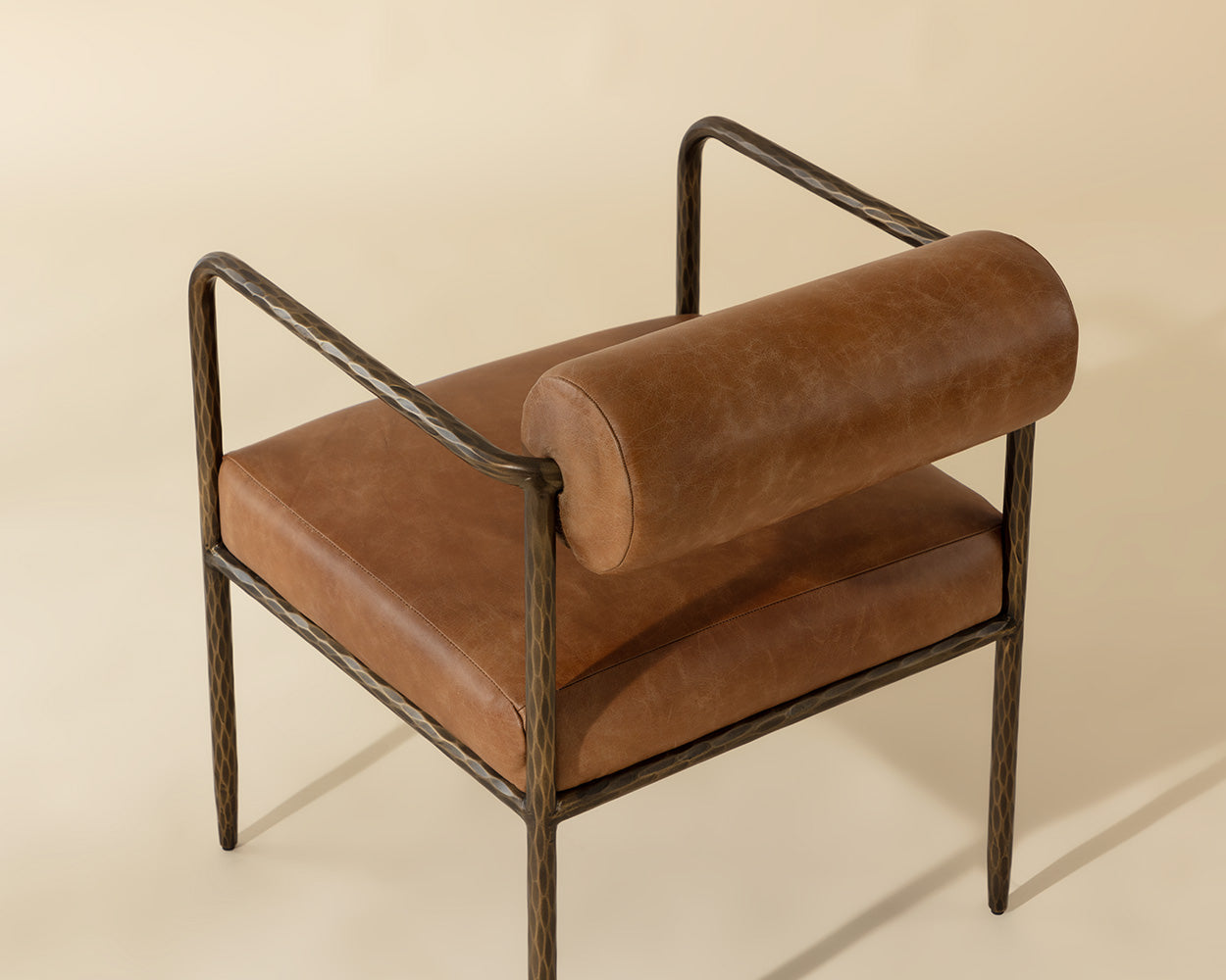 Ajani Dining Armchair - Tan Leather