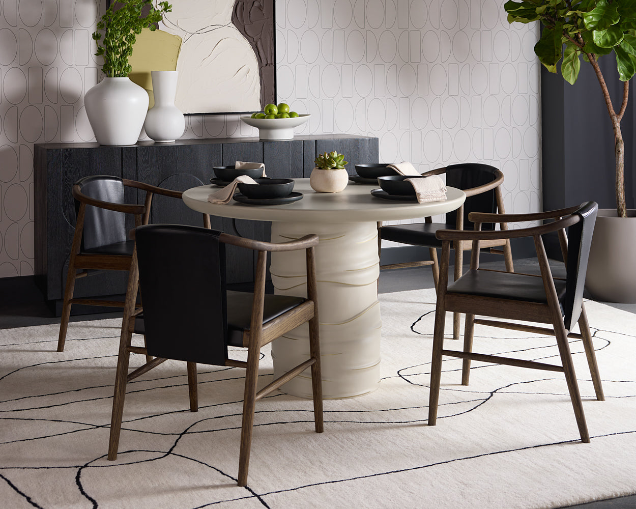 Aran Dining Armchair - Onyx Leather