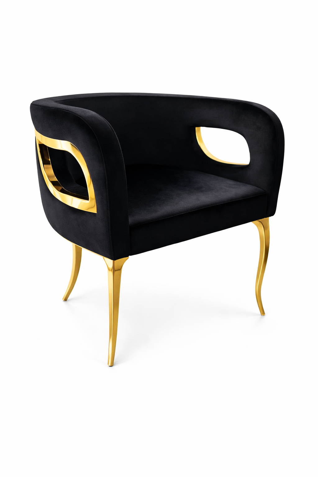 Ayla Black Velvet Fabric - Gold Dining Chair