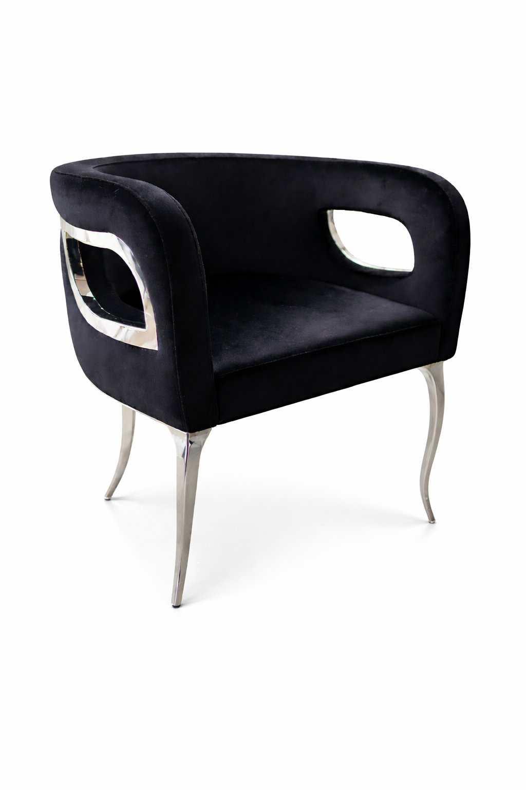 Ayla Black Velvet Fabric - Chrome Dining Chair