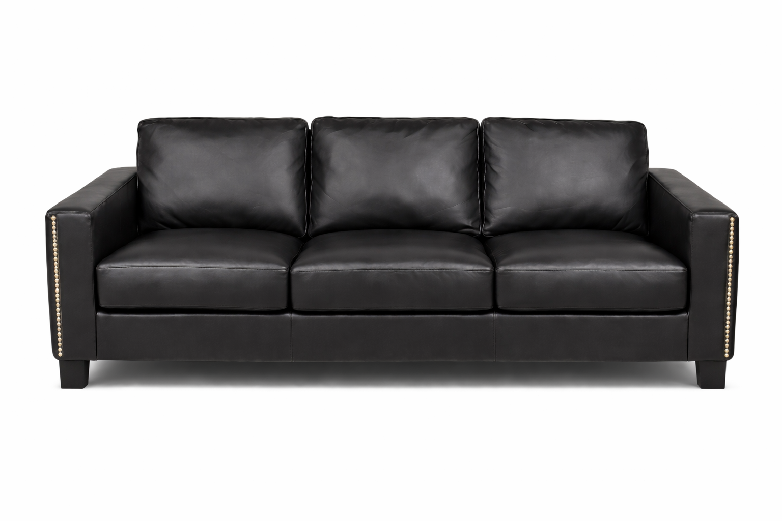 Cienna 82" Black Leather Condo Sofa