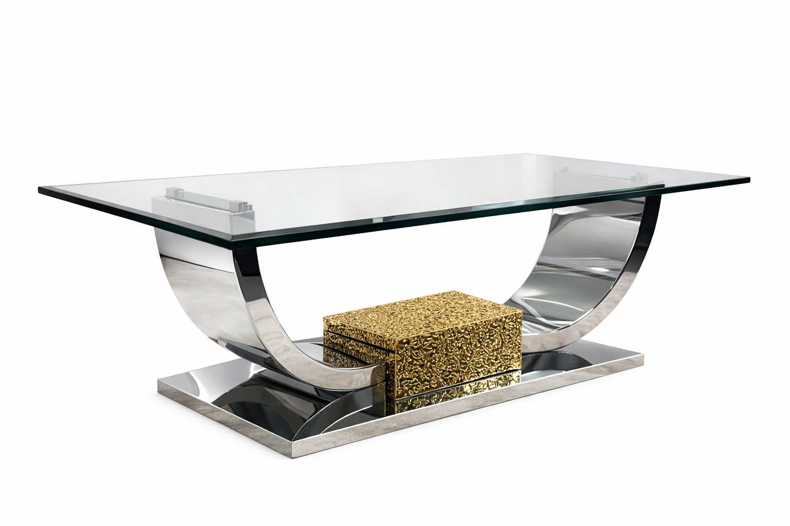 Helium Two-Tone 57" Rectangular Glass Coffee Table