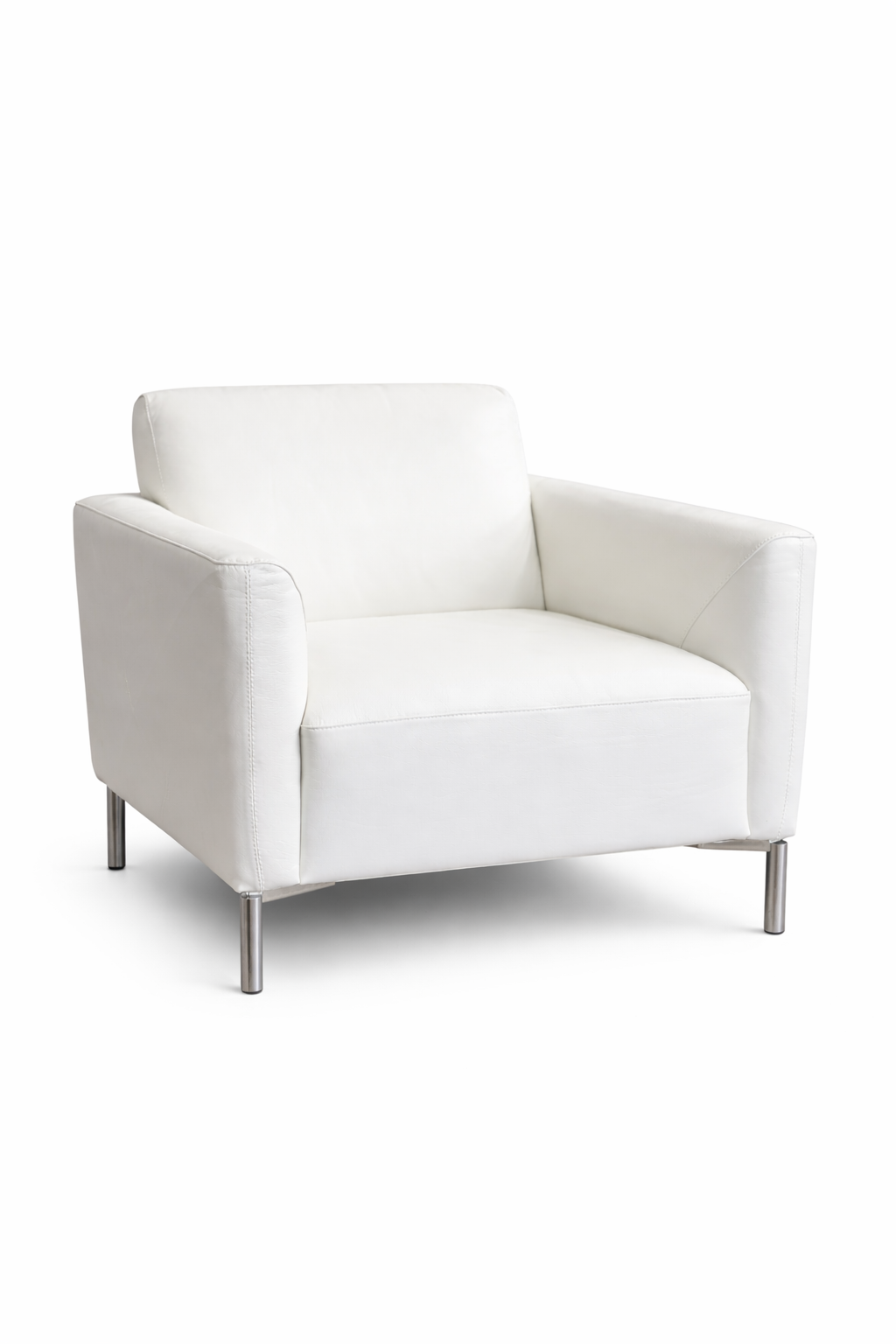 Tratto White Leather Armchair by Natuzzi Italia