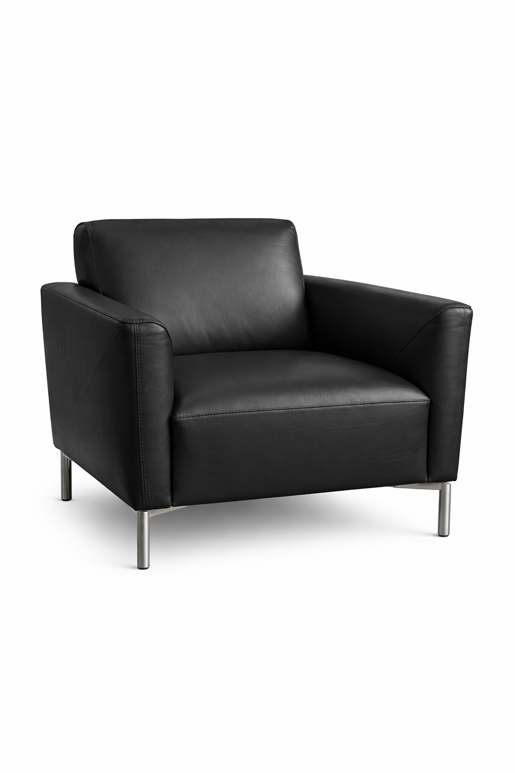 Tratto Black Leather Armchair by Natuzzi Italia