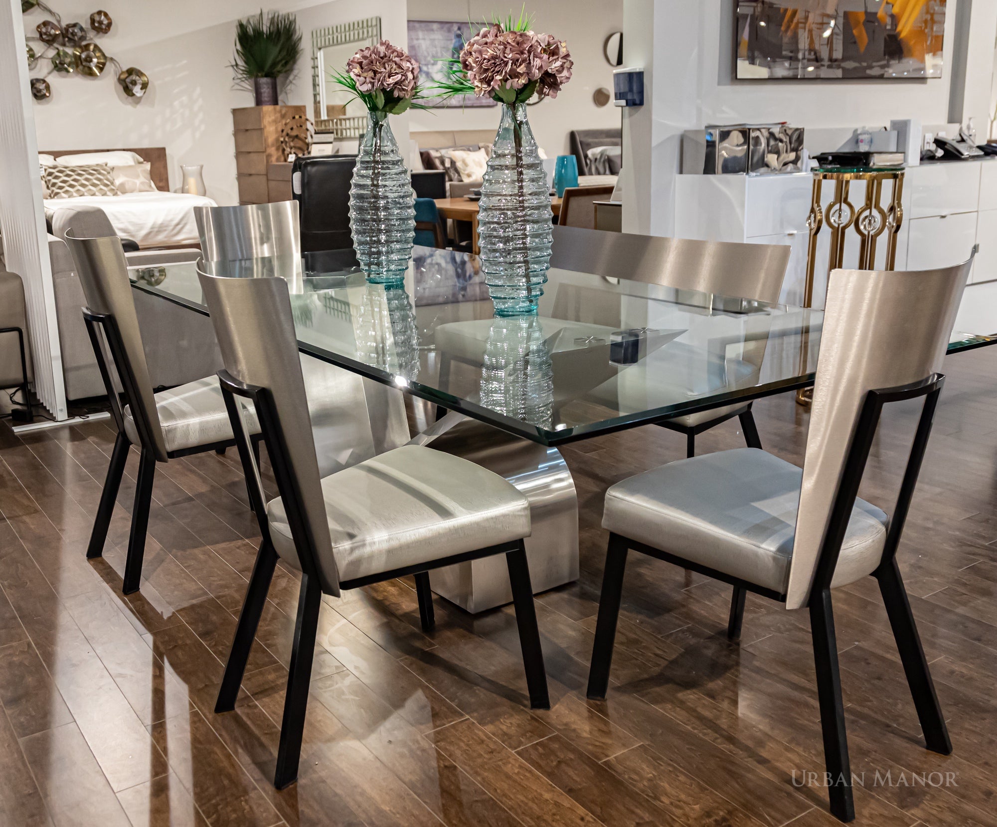 Tyson Brushed Stainless Steel 96" Dining Table