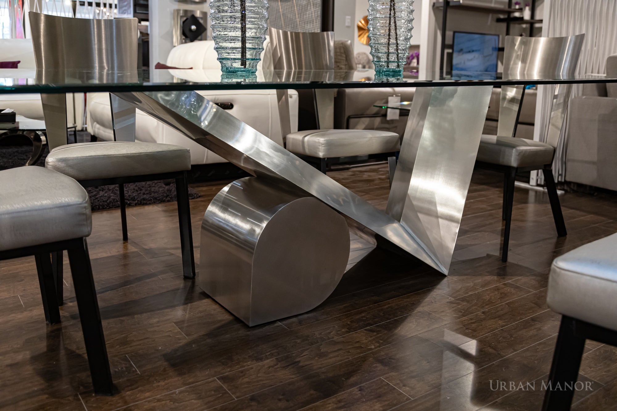 Tyson Brushed Stainless Steel 96" Dining Table