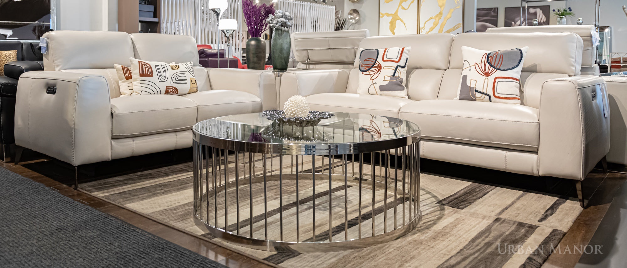 Princeton Leather Power Sofa + Loveseat