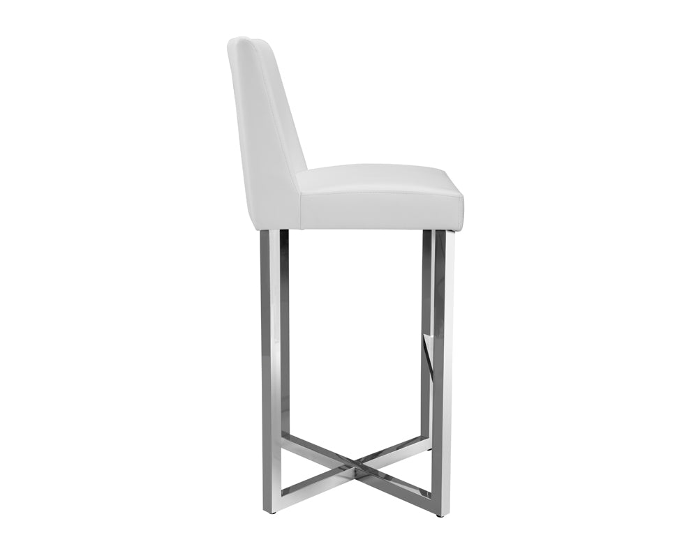 Howard Barstool - Stainless Steel - White