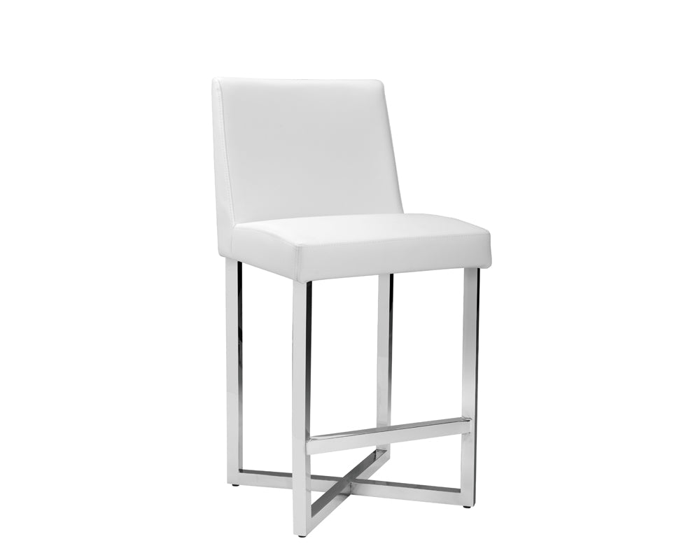 Howard Counter Stool - Stainless Steel - White