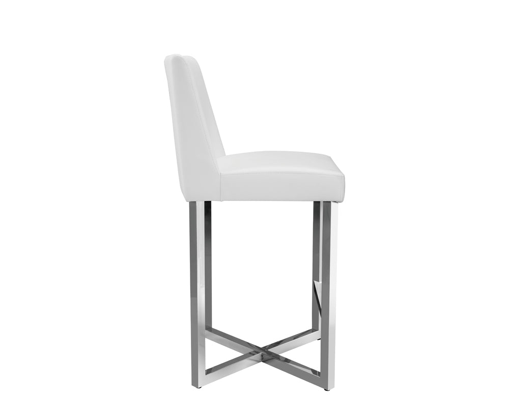 Howard Counter Stool - Stainless Steel - White