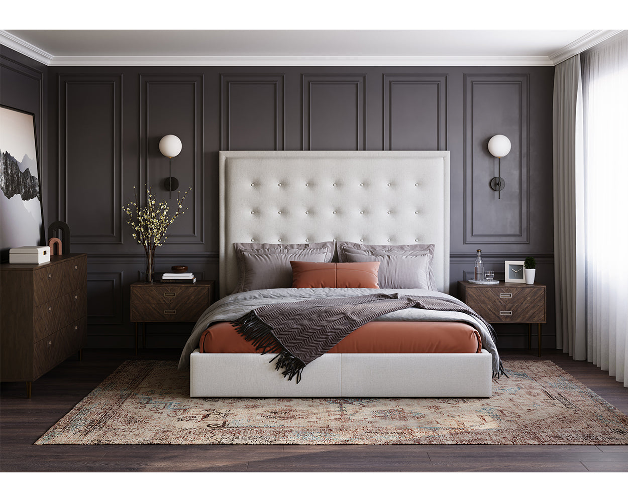 Jackie Bed - King - Silver Linen