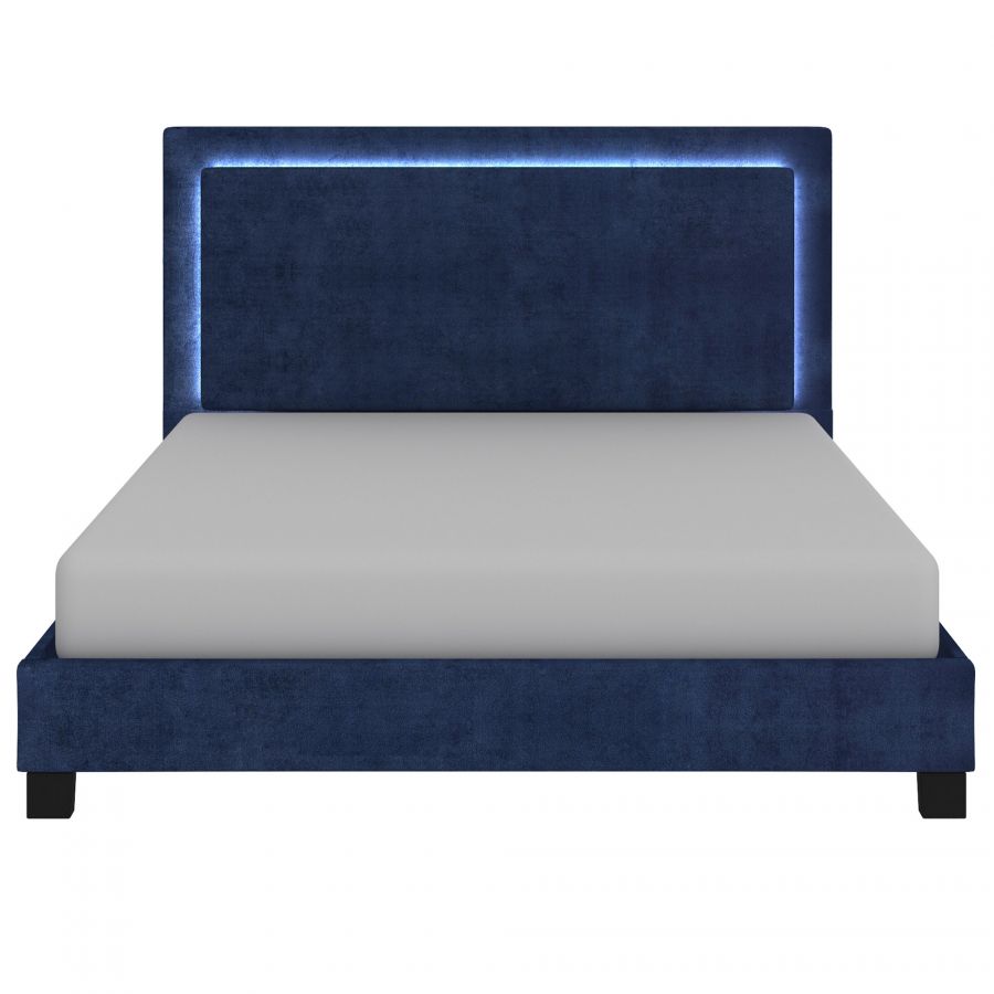 Lumina Blue King Platform Bed with Light