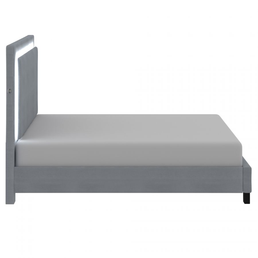Lumina Grey King Platform Bed with Light