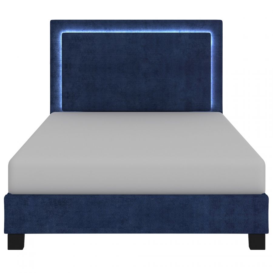 Lumina Blue Queen Platform Bed with Light