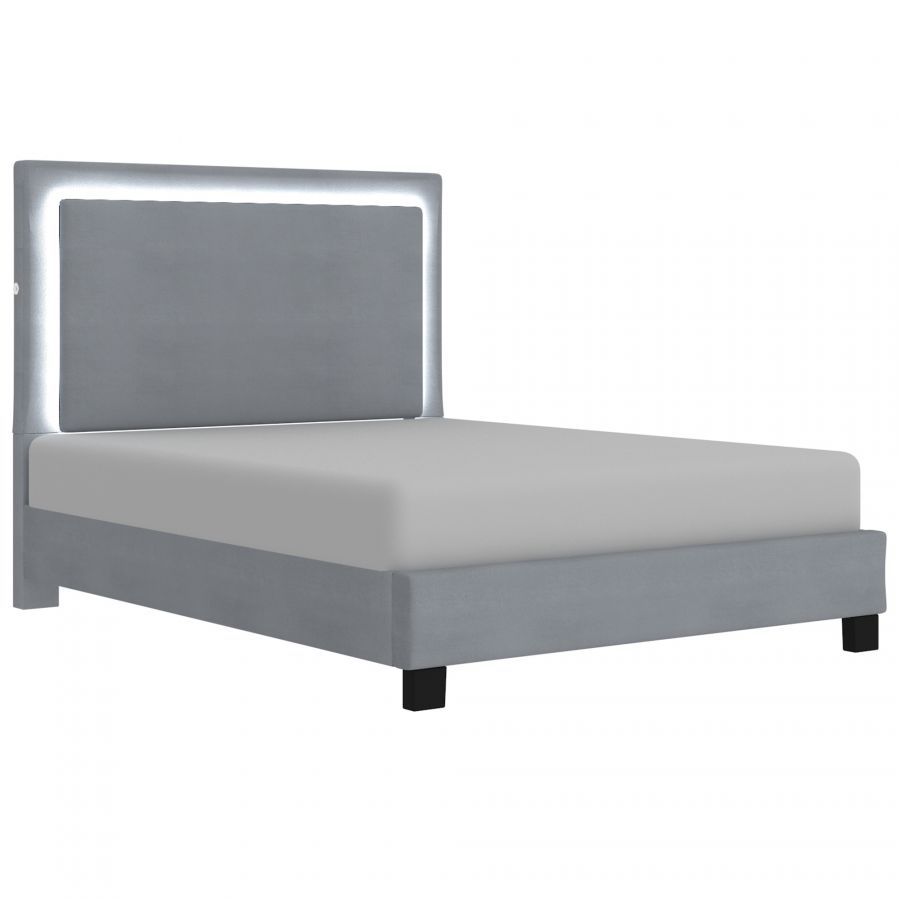 Lumina Grey Queen Platform Bed with Light