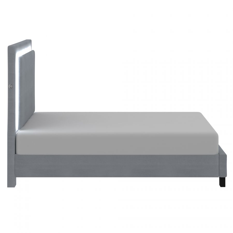 Lumina Grey Queen Platform Bed with Light