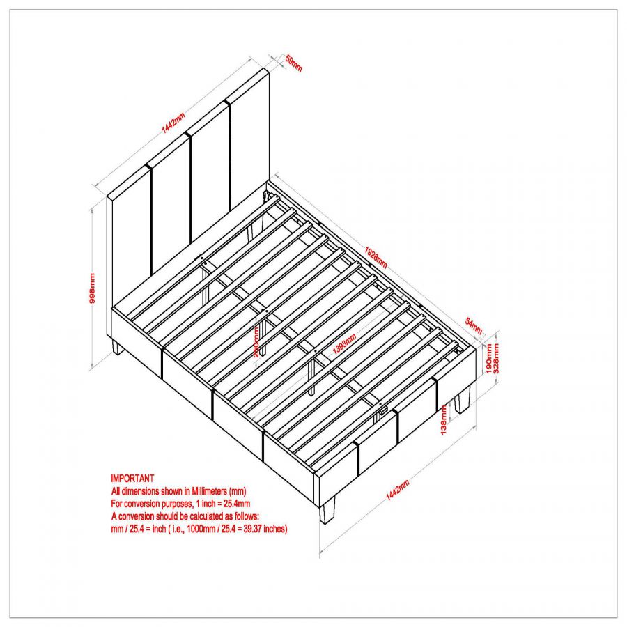 Nevis Grey Double Platform Bed