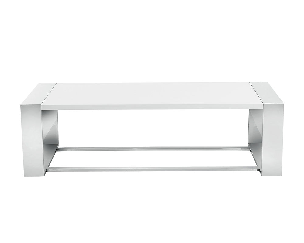 Dalton Coffee Table - Rectangular - Stainless Steel - High Gloss White