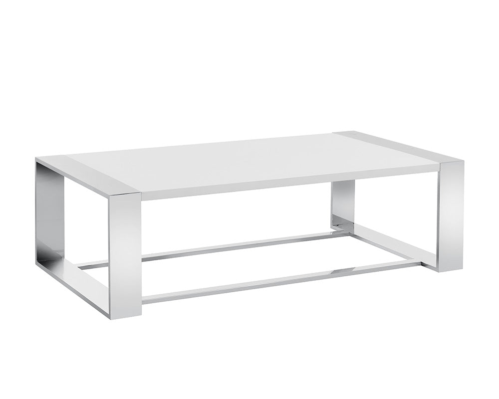 Dalton Coffee Table - Rectangular - Stainless Steel - High Gloss White