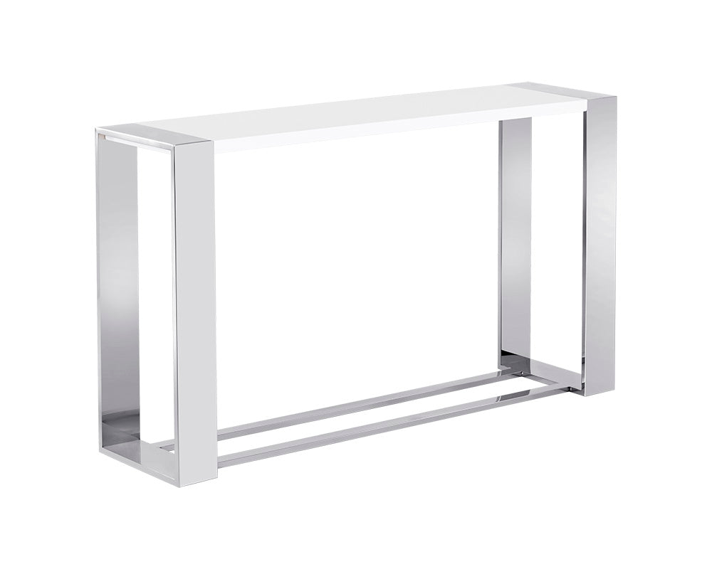 Dalton Console Table - Stainless Steel - High Gloss White