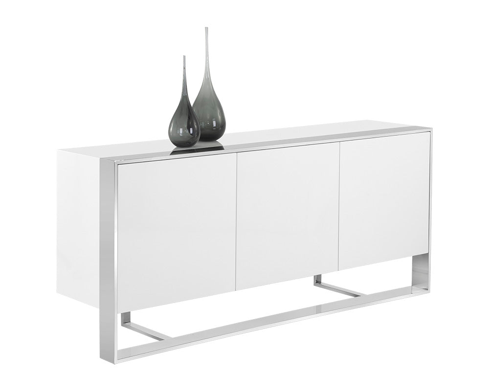 Dalton Sideboard - Stainless Steel - High Gloss White