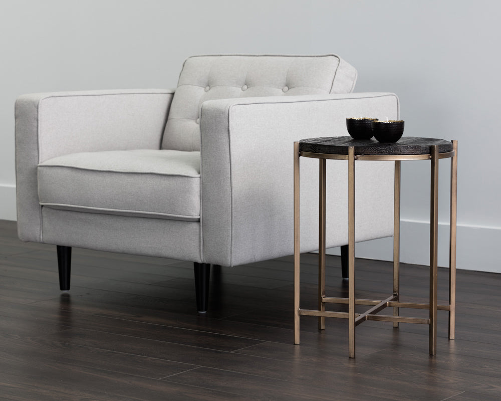 Rohan End Table - Antique Brass - Dark Brown