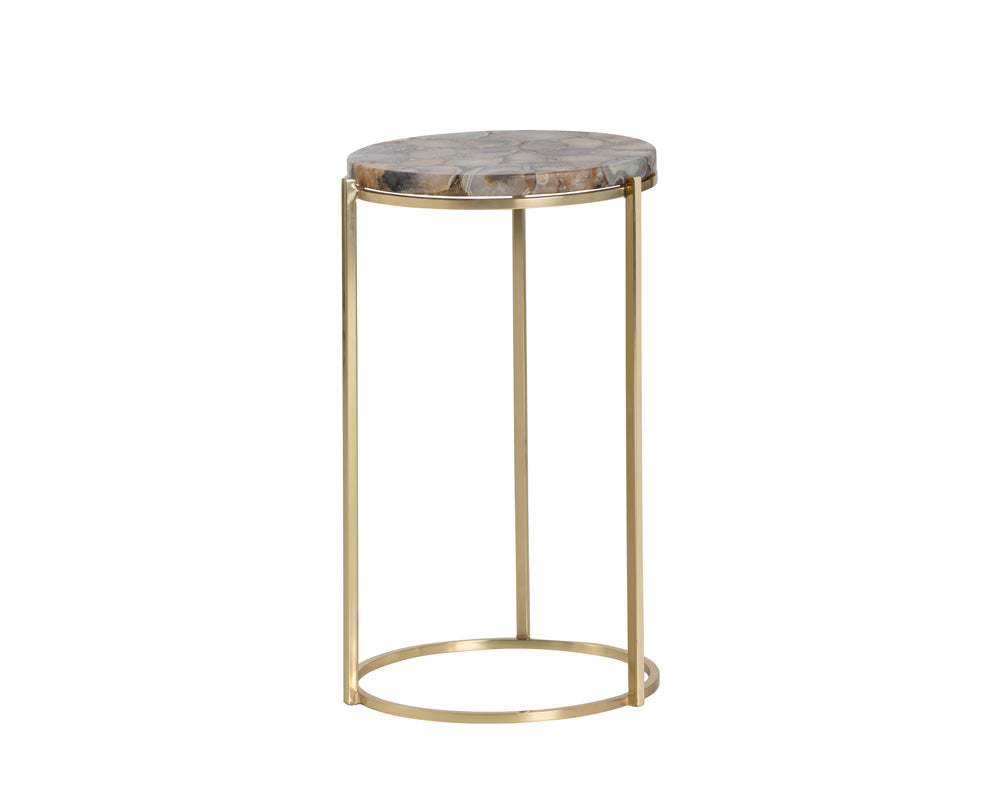 Tillie End Table - Brass - Natural Agate Stone