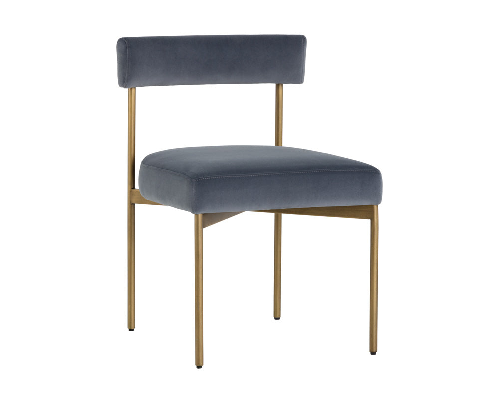 Seneca Dining Chair - Antique Brass - Velvet Slate