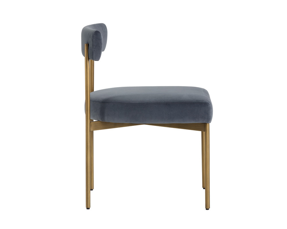 Seneca Dining Chair - Antique Brass - Velvet Slate