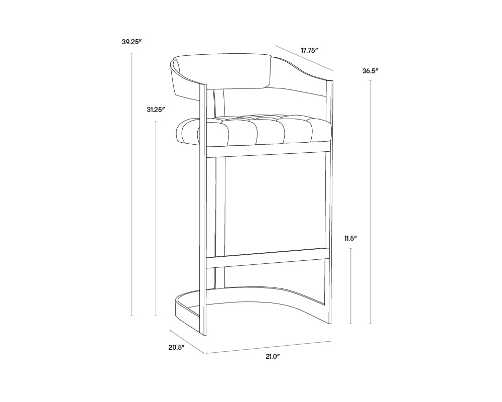 Beaumont Barstool - Antique Brass - Cantina Black